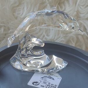 Swarovski Figurine 190365 Dolphin On Wave Crystal Sparkling Dolphin- Like New